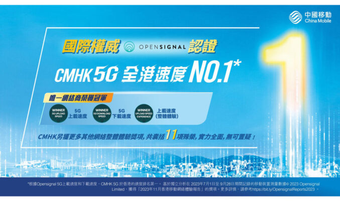 蟬聯最快上下載速度！國際權威認證、CMHK 5G 上網全港 No.1