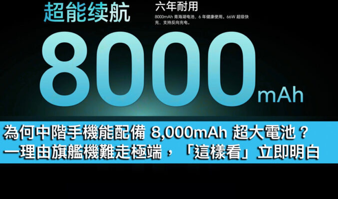 為何中階手機能配備 8,000mAh 超大電池？一理由旗艦機難走極端，「這樣看」立即明白