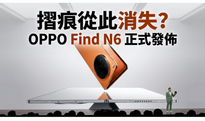 摺痕從此消失？OPPO Find N6 正式發佈：首創 3D 液態打印鉸鏈，搭載 Elite 8 Gen 5 旗艦效能！