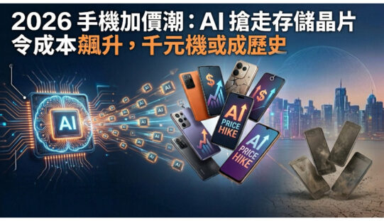 2026手機加價潮：AI 搶走存儲晶片令成本飆升，千元機或成歷史!