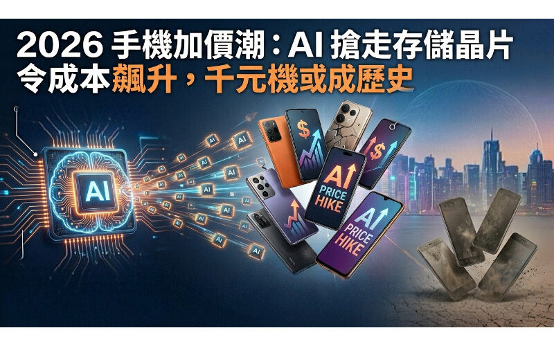 2026手機加價潮：AI 搶走存儲晶片令成本飆升，千元機或成歷史!