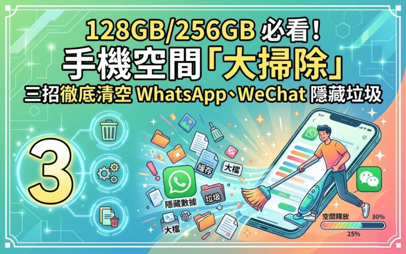 【實用教學】128GB/256GB 必看！手機空間「大掃除」，三招徹底清空 WhatsApp、WeChat 隱藏垃圾