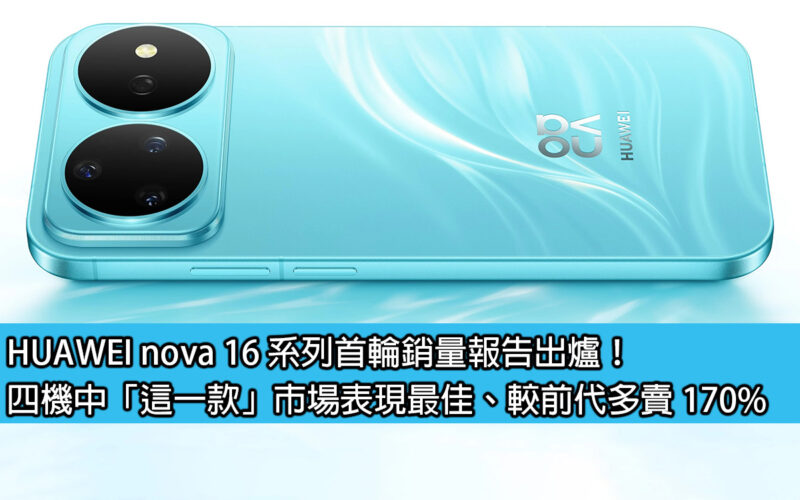 HUAWEI nova 16 系列首輪銷量報告出爐！四機中「這一款」市場表現最佳、較前代多賣 170%
