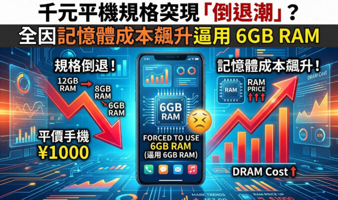 元平機規格突現「倒退潮」？全因記憶體成本飆升逼用 6GB RAM