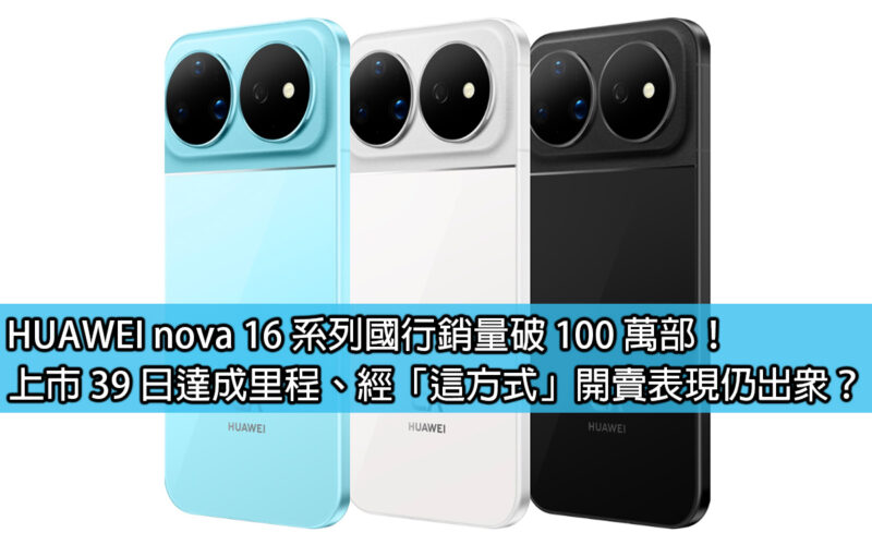 HUAWEI nova 16 系列國行銷量破 100 萬部！上市 39 日達成里程、經「這方式」開賣表現仍出眾？