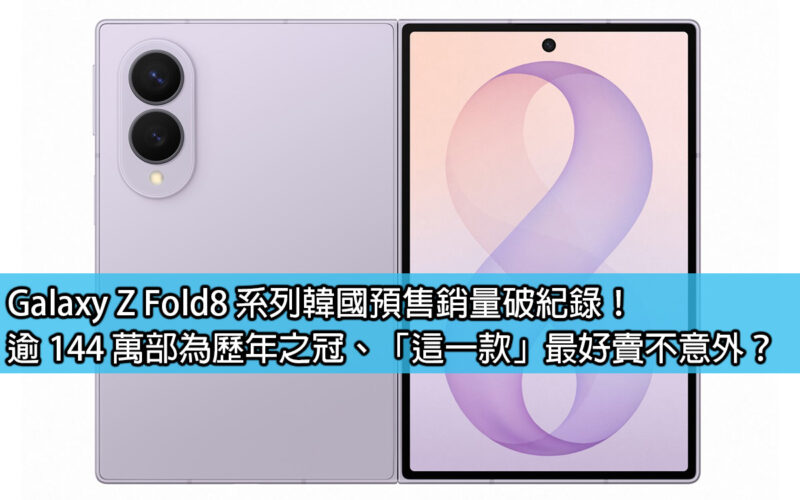 Galaxy Z Fold8 系列韓國預售銷量破紀錄！逾 144 萬部為歷年之冠、「這一款」最好賣不意外？